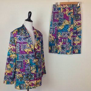 Vintage Pyke Skirt Blazer Dress Set Womens 8P